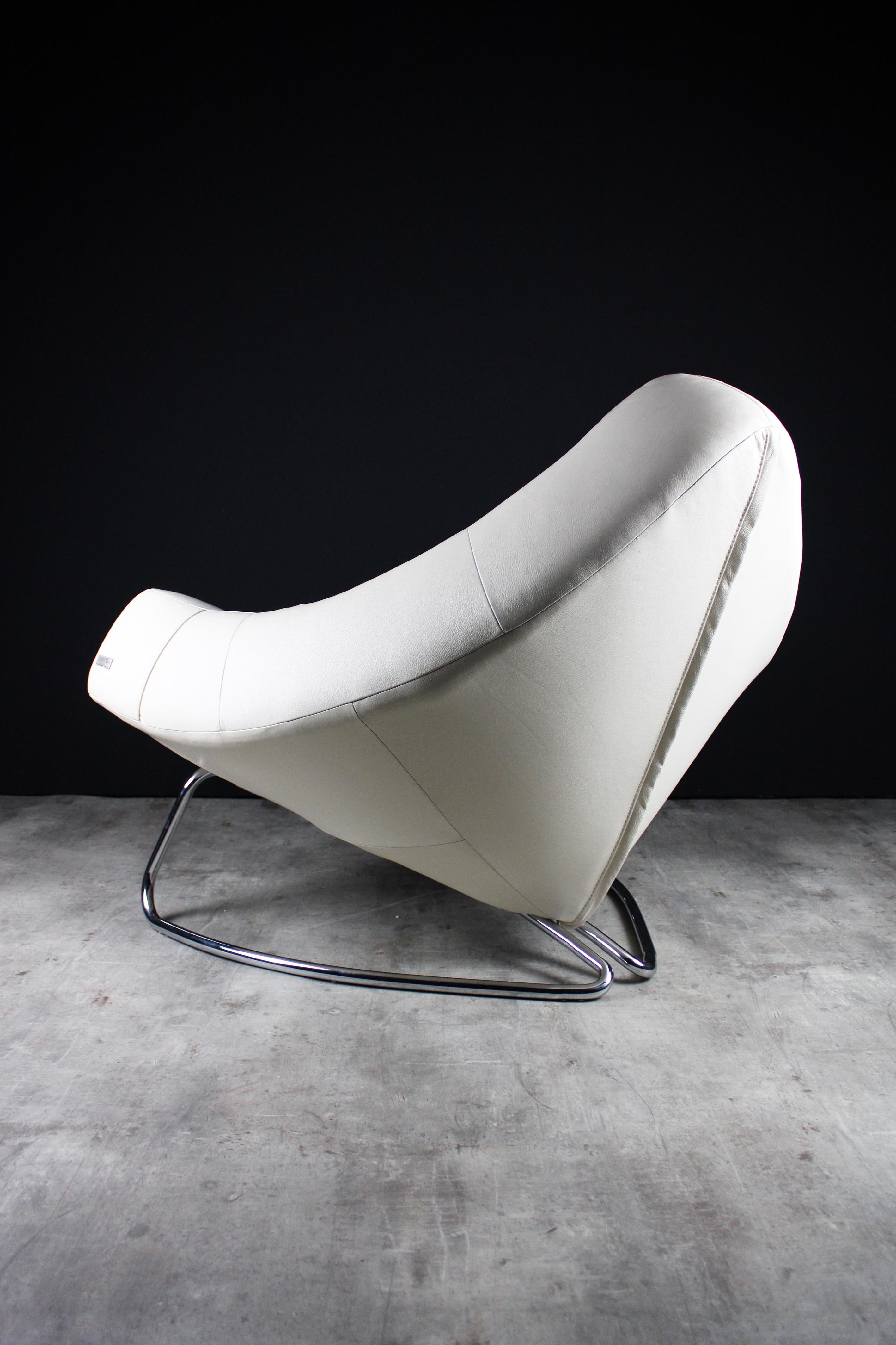 Lounge Chair Incanto Vanilla Leather Post Modern 1990's Italy In Good Condition For Sale In Antwerpen, BE