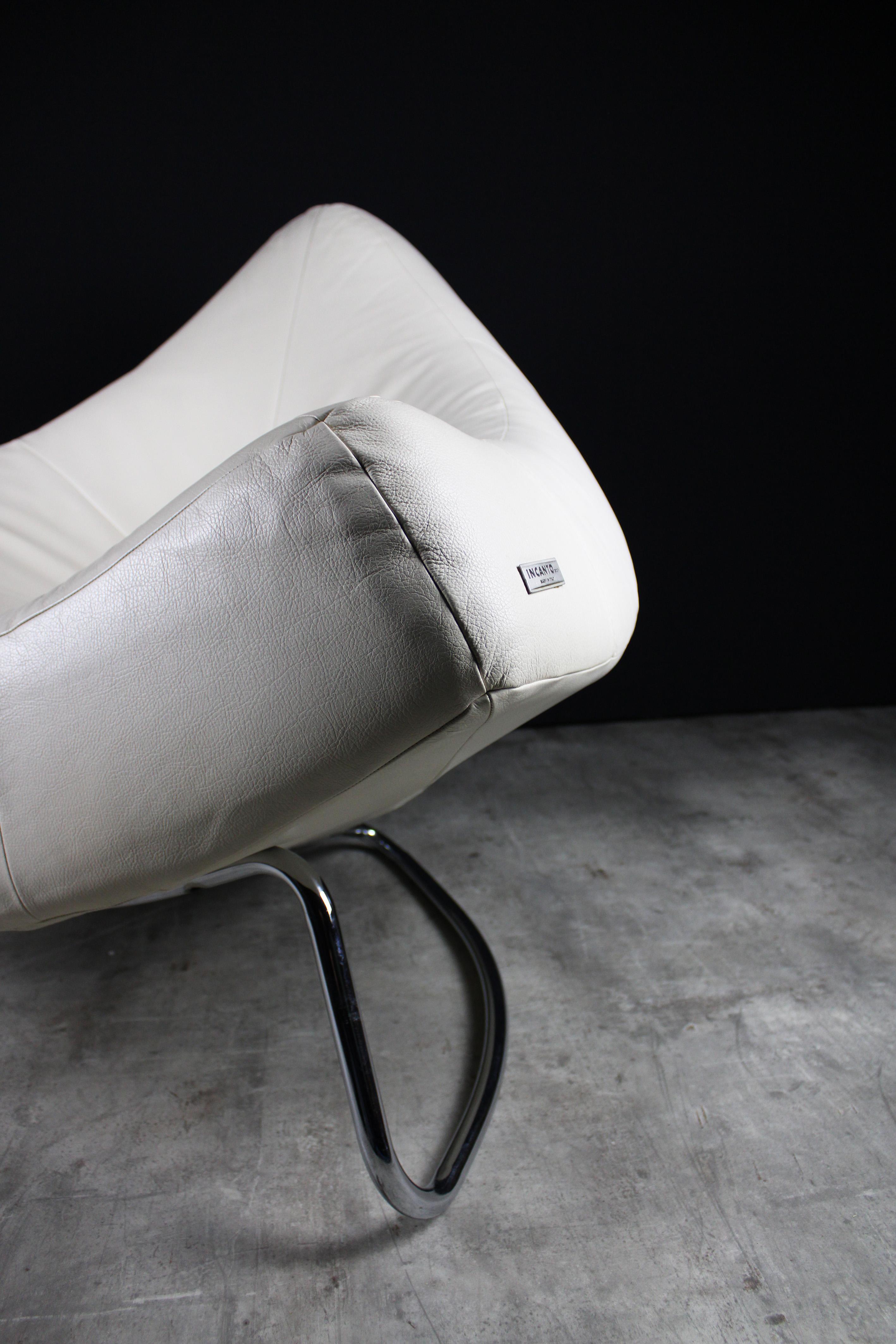 Late 20th Century Lounge Chair Incanto Vanilla Leather Post Modern 1990's Italy For Sale