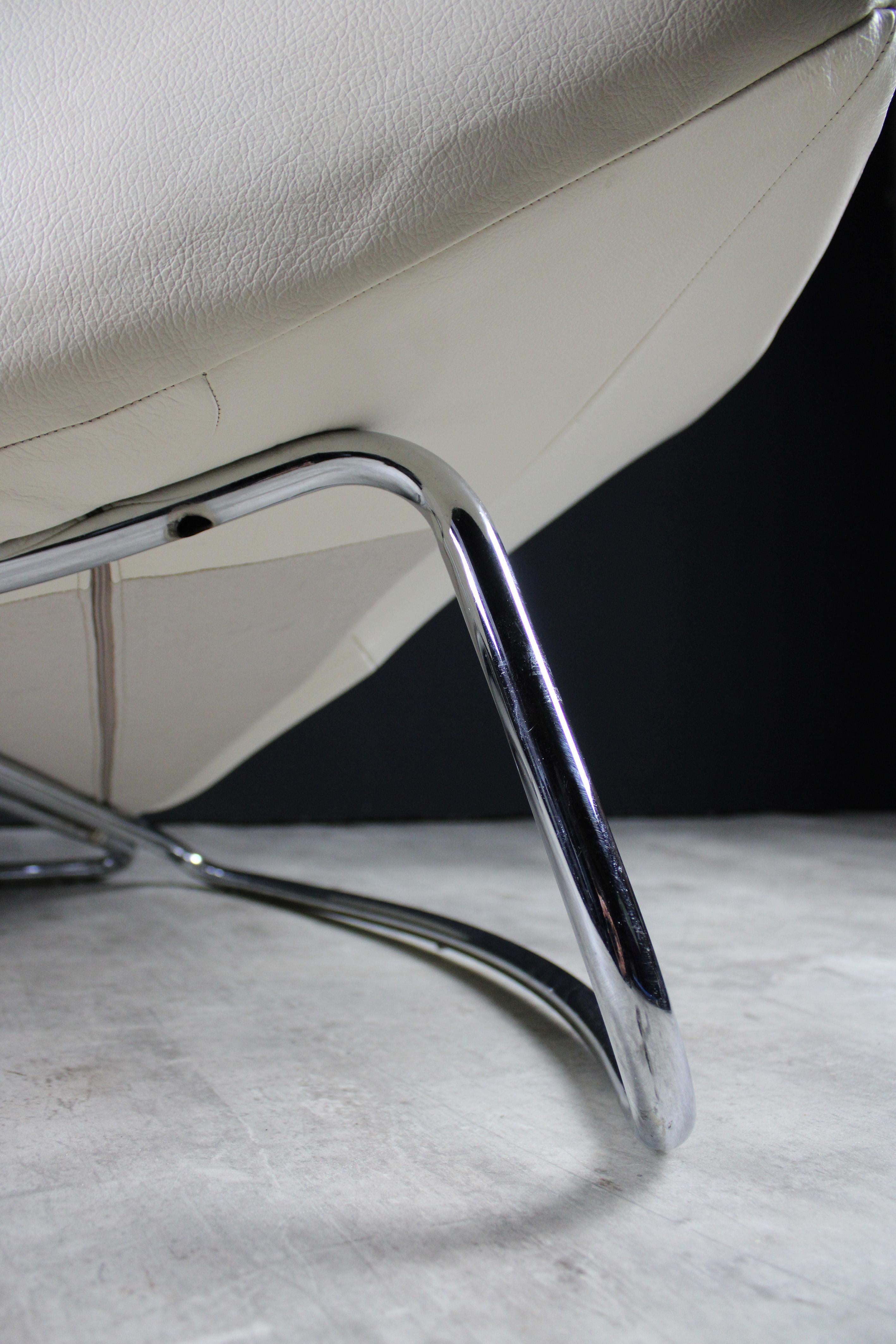 Lounge Chair Incanto Vanilla Leather Post Modern 1990's Italy For Sale 1