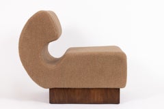 Italian lounge chair in walnut and Schumacher cashmere bouclé, 1970