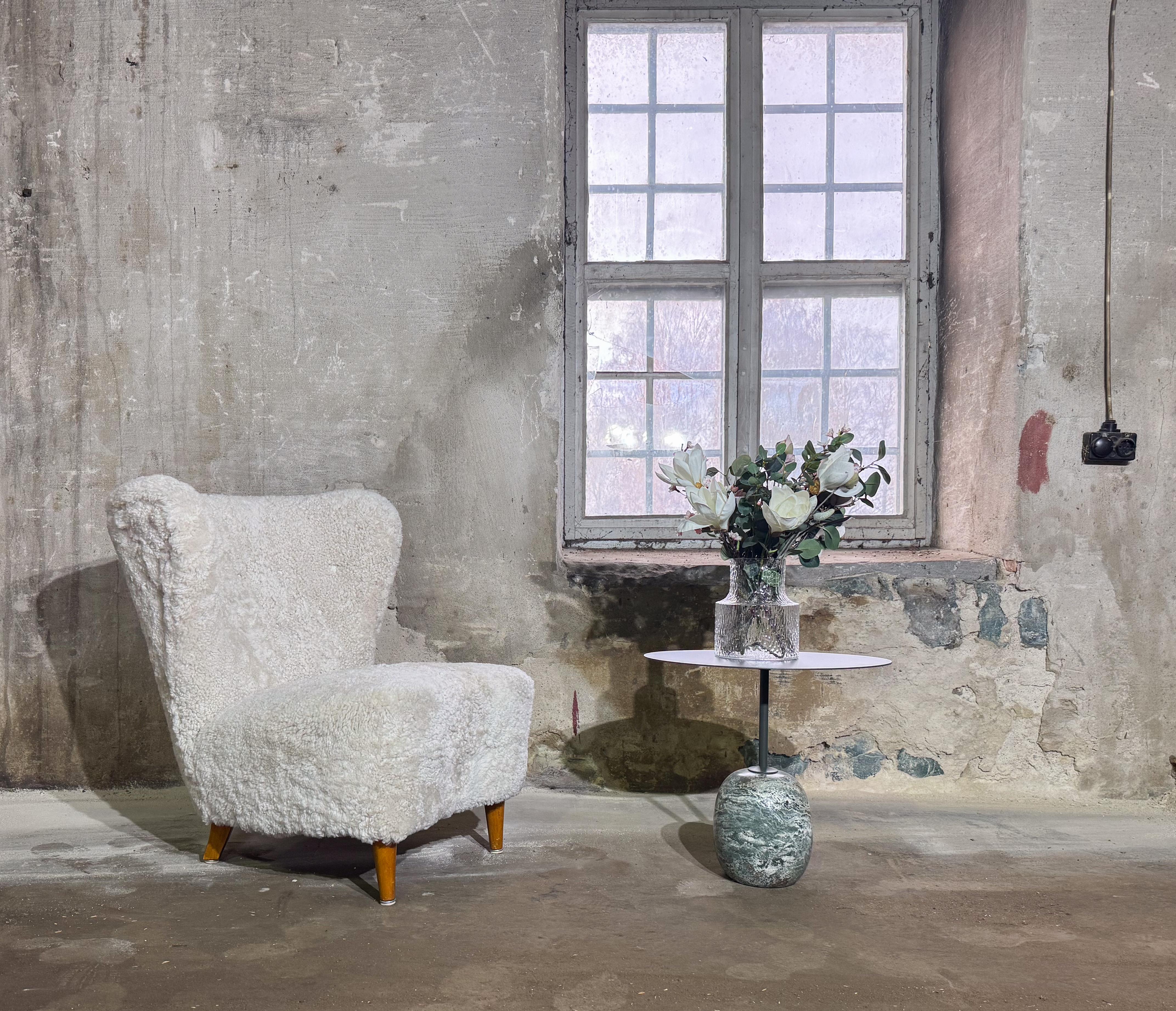 Lounge Chair Johannes Brynte in Sheepskin, Swedish Modern 1940s For Sale 6