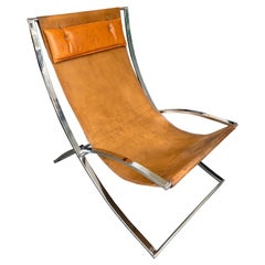Lounge Chair Leather and Chrome by Marcello Cuneo, Italy, 1970s