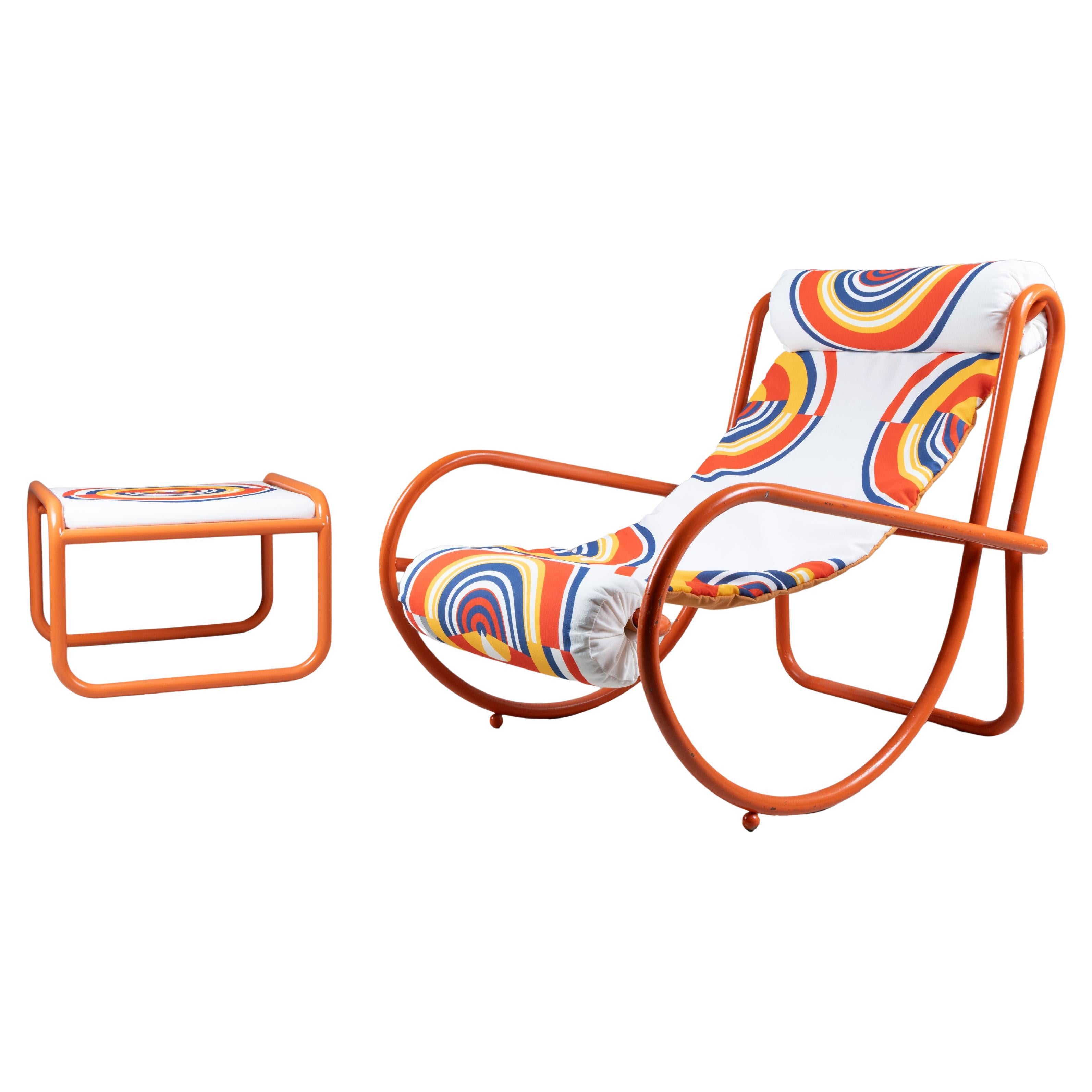 Lounge chair Locus Solus Gae Aulenti for Poltronova, with pouf