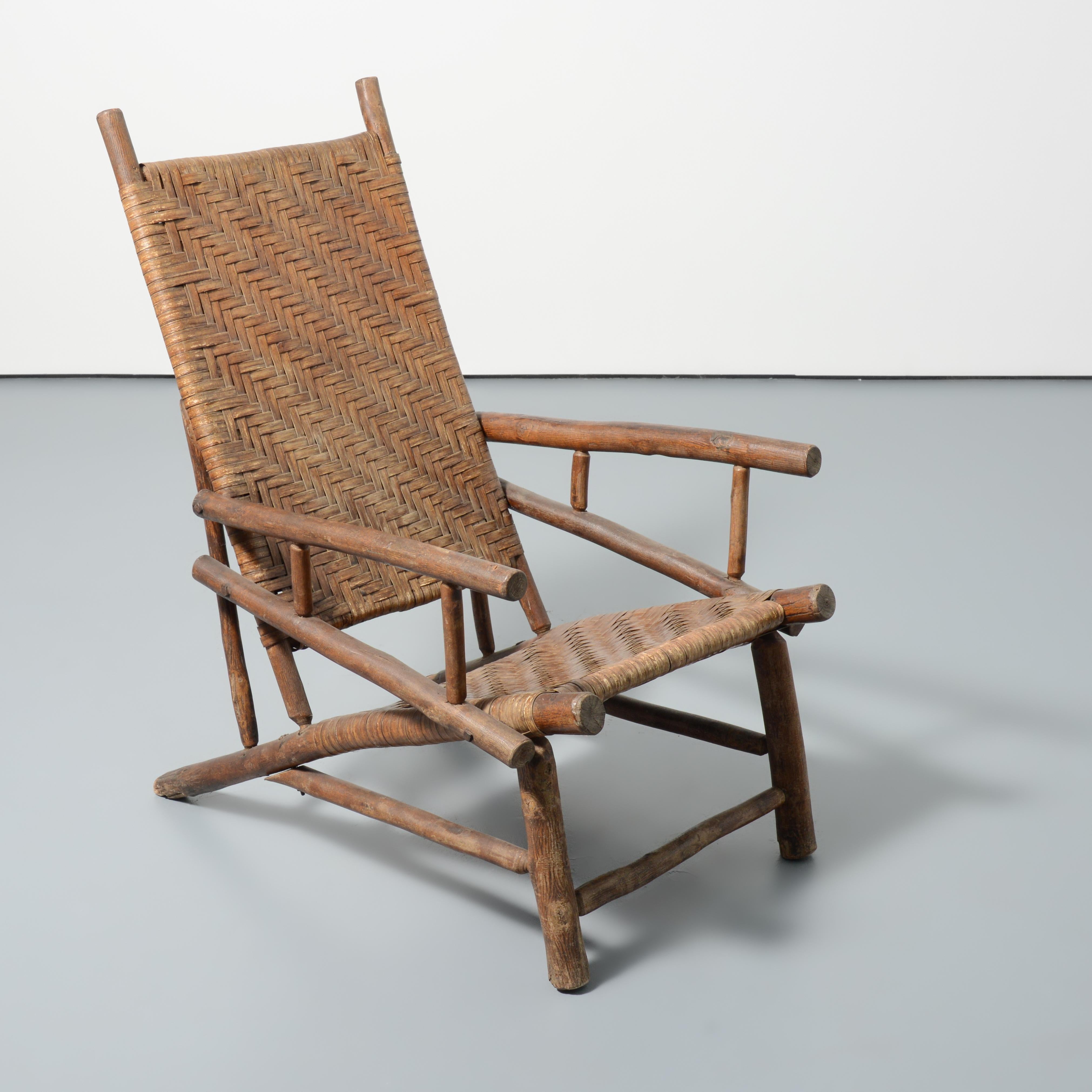 Artist/Designer; Manufacturer: Old Hickory Furniture Company, manner of
Marking(s); notes: no marking(s) apparent
Materials: hickory, cane
Dimensions (H, W, D): 42
