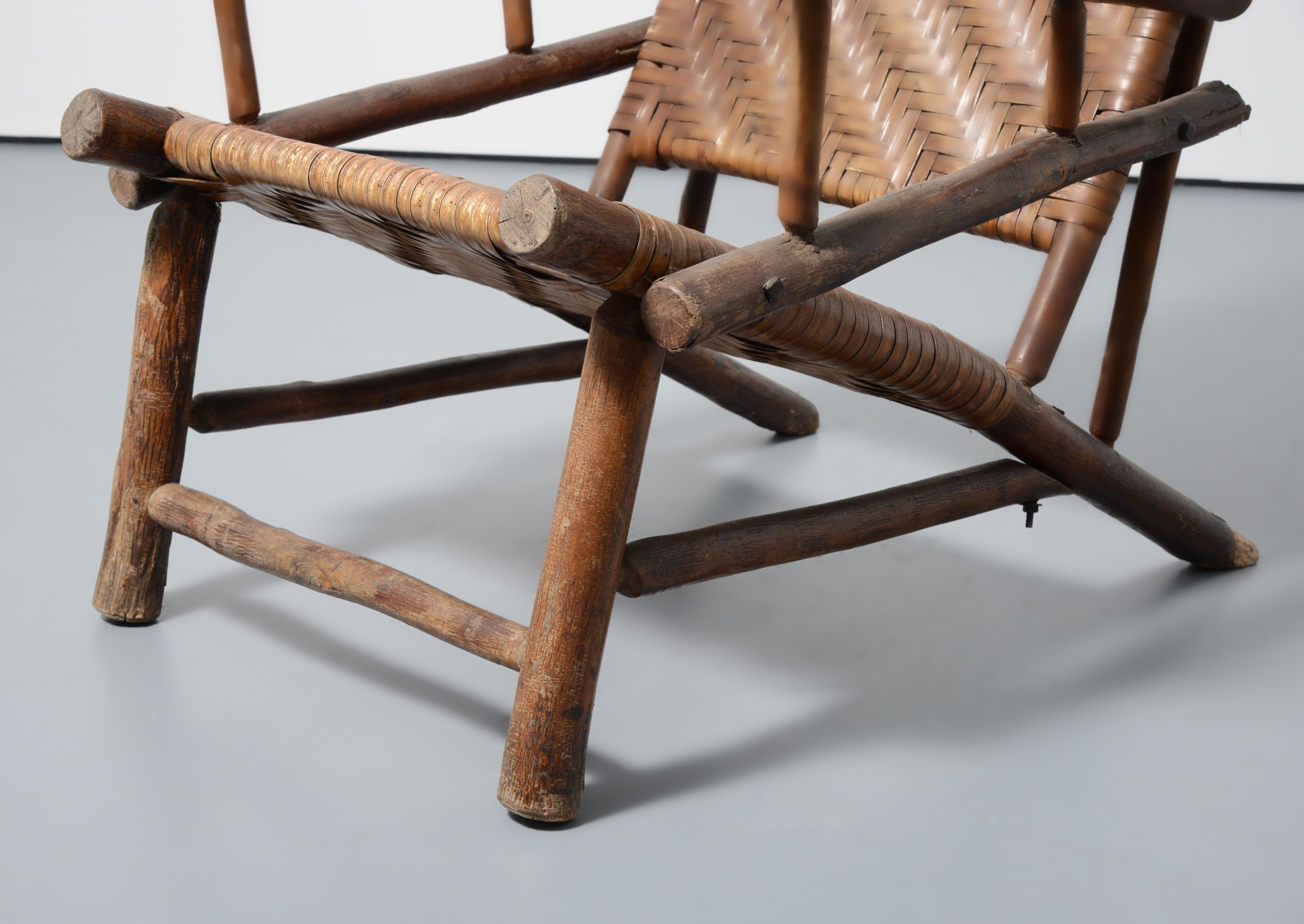 Lounge Chair, Manner of Old Hickory Manufacturing Co. In Good Condition For Sale In Lake Worth Beach, FL
