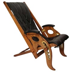  Lounge Chair Mid-Century Modern Leather Adjustable, Italy, 1960s