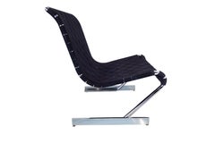 Lounge Chair, Midcentury Scandinavian Cantilever Chrome and Webbing