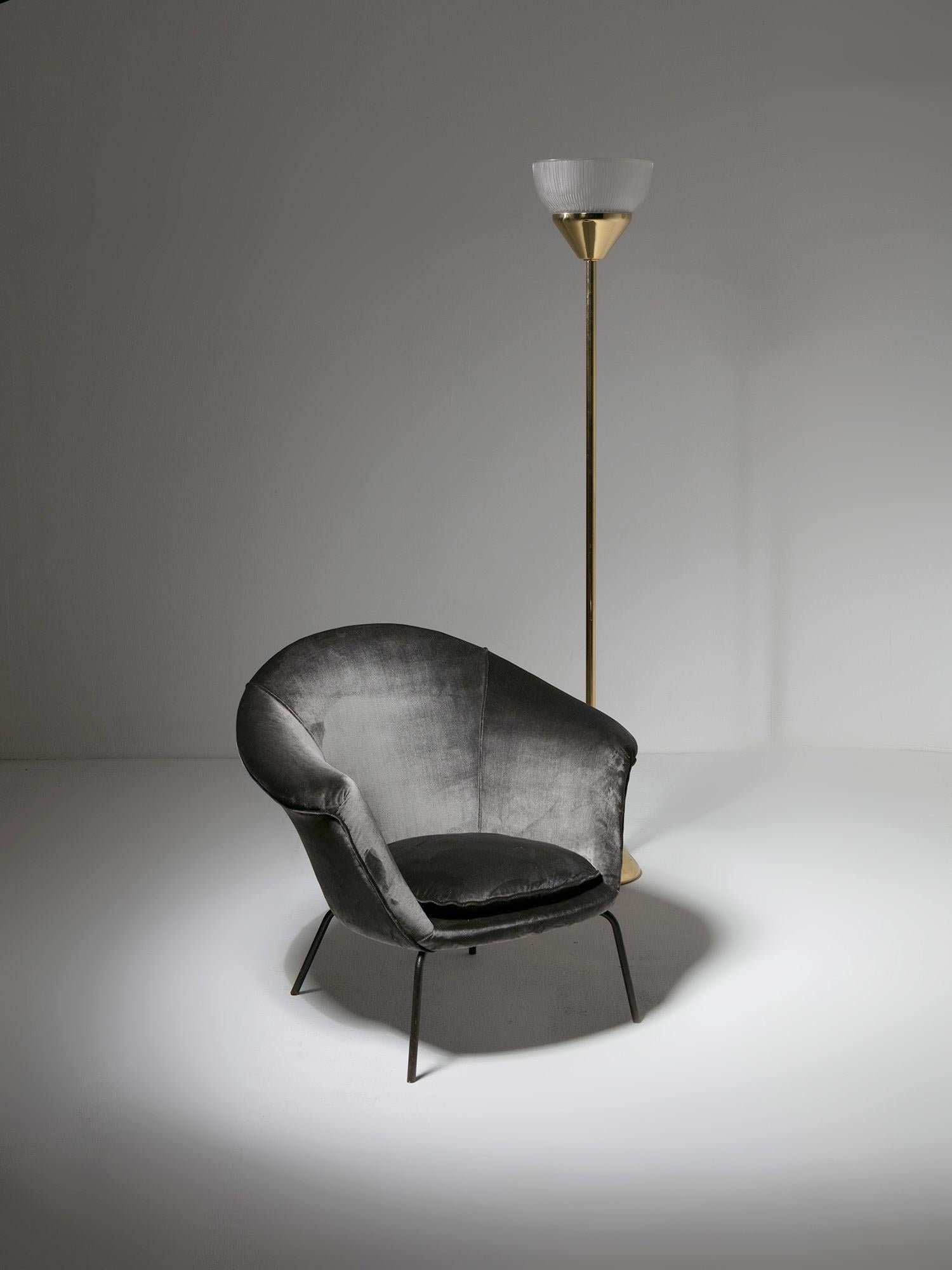 Velvet Lounge Chair Model 1003 by Henry W. Klein for Cassina, Italy, 1960s For Sale 3