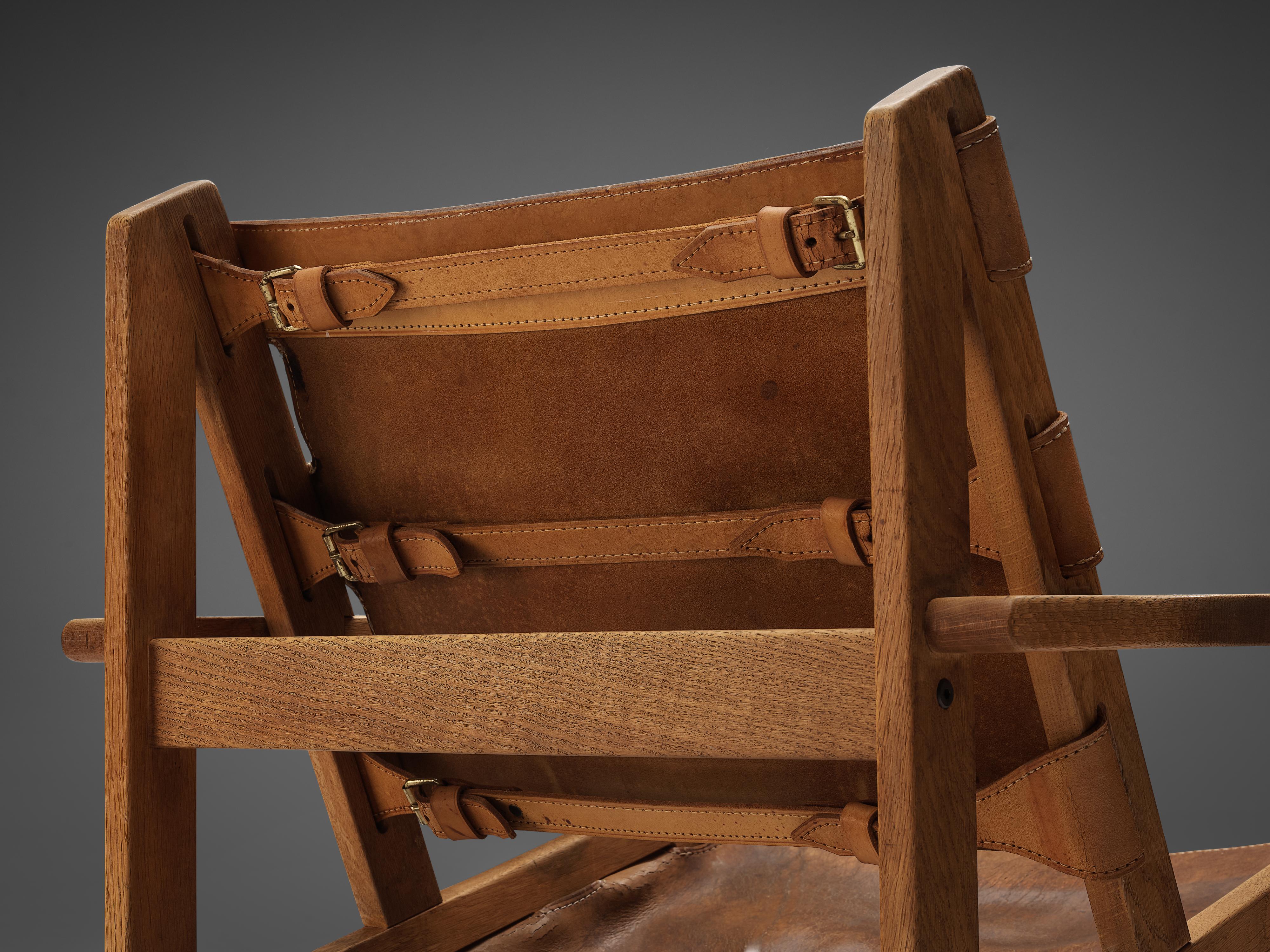 Scandinavian Modern Erling Jessen '168' Lounge Chair in Oak and Cognac Leather
