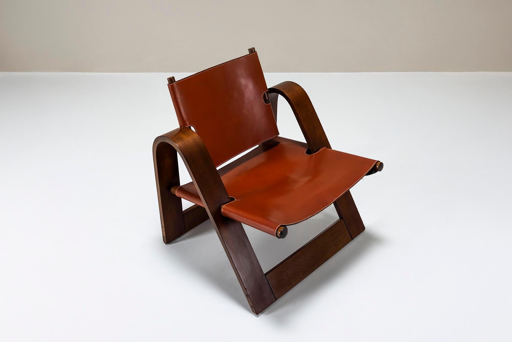 Veneer Lounge Chair model “Green” by Salvati and Tresoldi for Pozzi, Italy 1970s