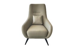 Lounge Chair - Modern Sculptural Seating - Faux Leather Taupe