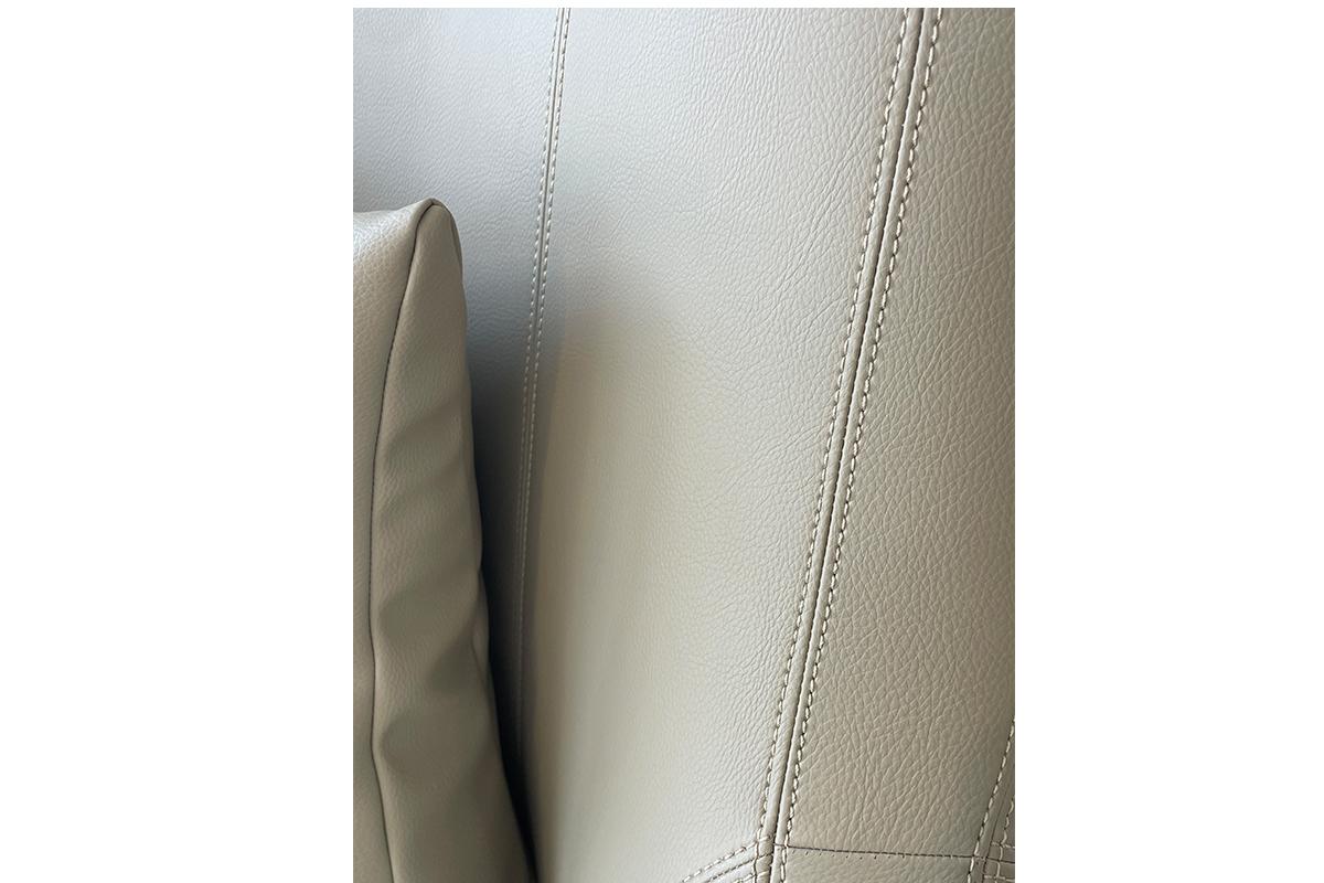 Vietnamese Lounge Chair - Modern Sculptural Seating - Faux Leather Taupe For Sale