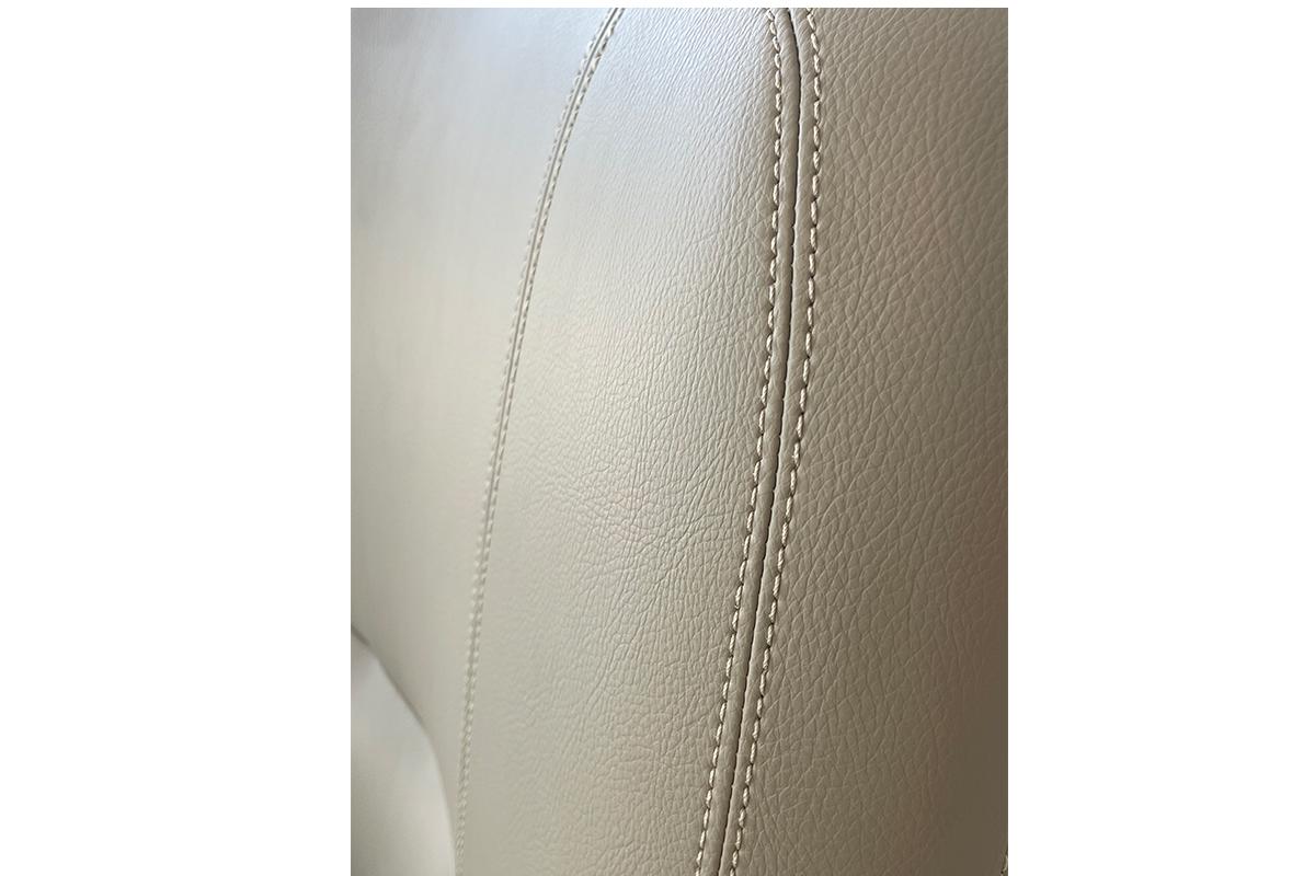 Powder-Coated Lounge Chair - Modern Sculptural Seating - Faux Leather Taupe For Sale