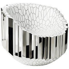 My Collection, fauteuil de salon en acier inoxydable et émail blanc de Michael Young