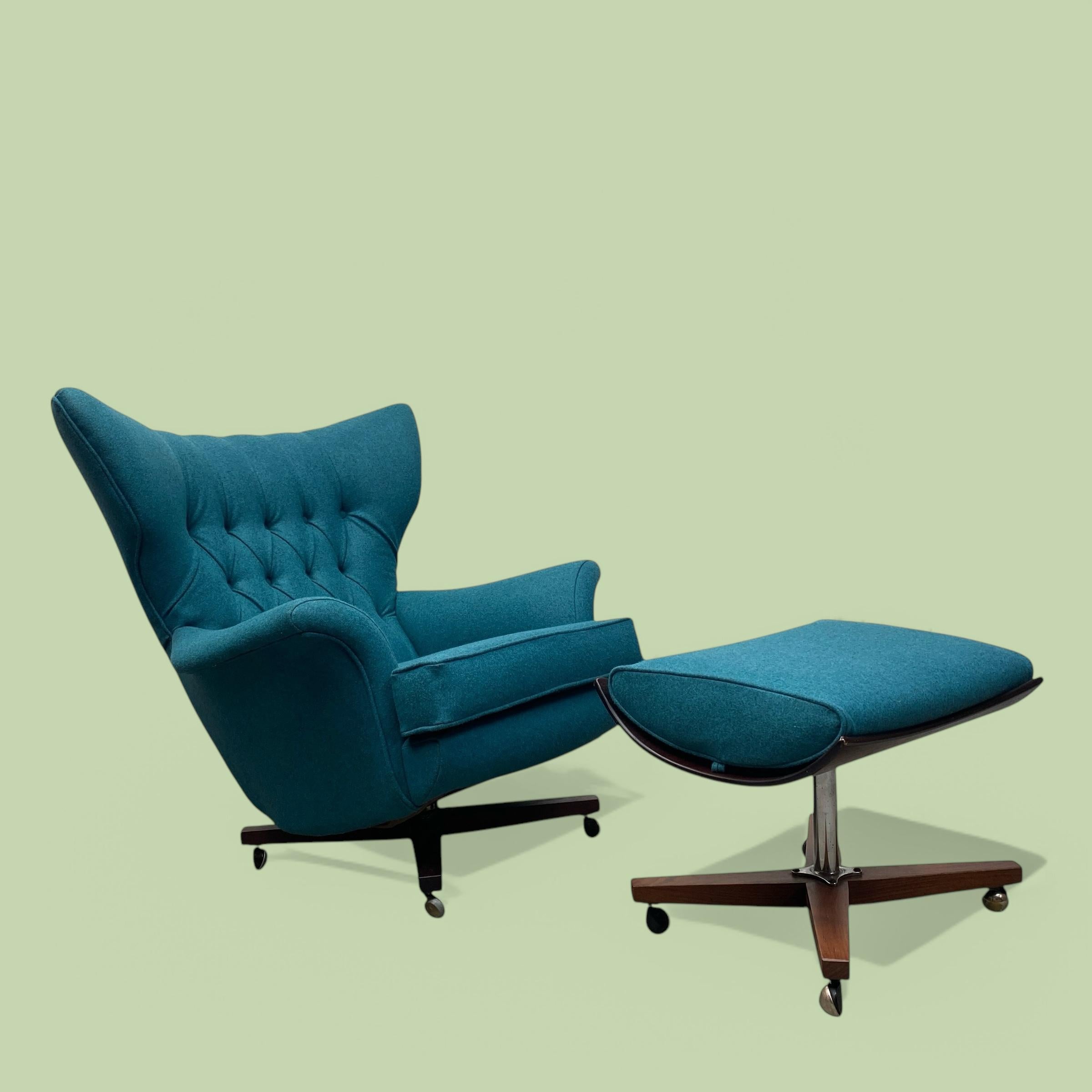 Mid-Century moderno Sedia da salotto ottomana 1960 G-Plan Blofeld 6250 Teal