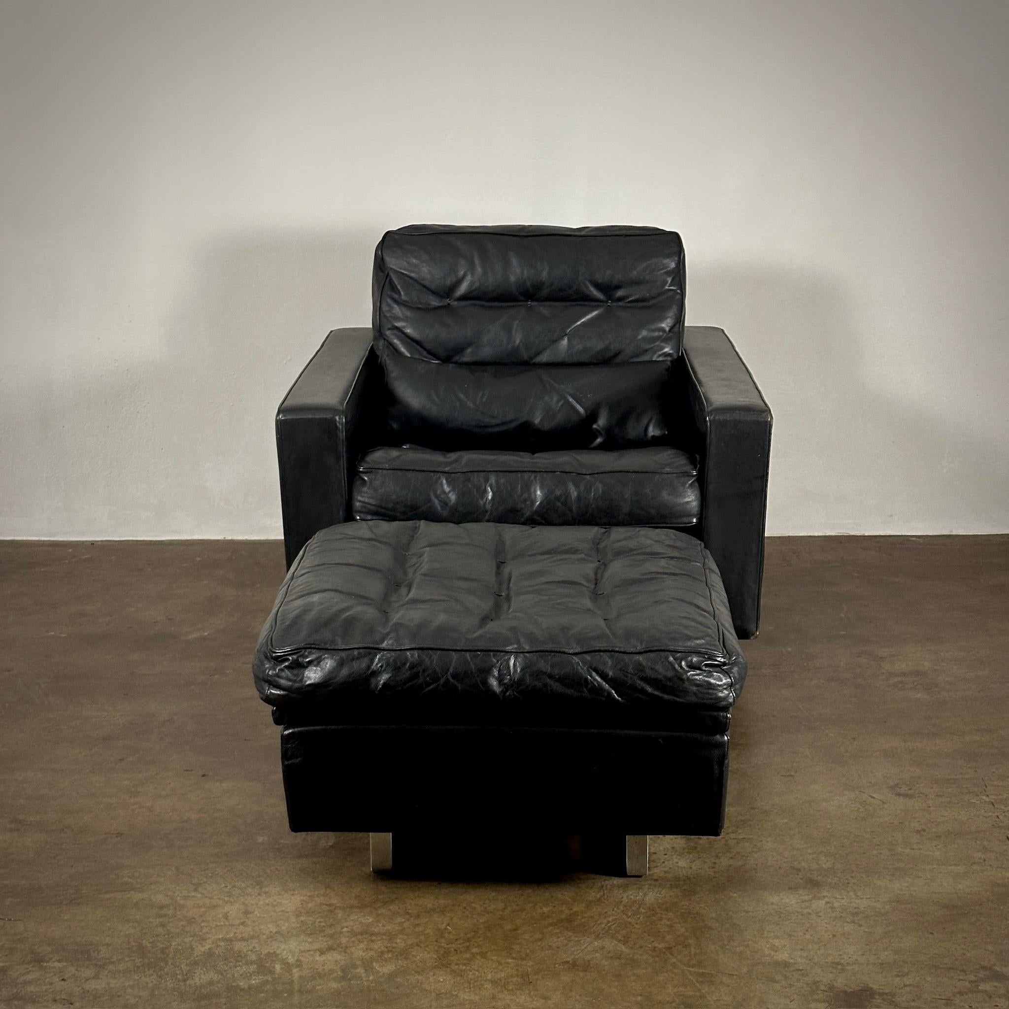 Leather Lounge Chair & Ottoman by De Sede For Sale