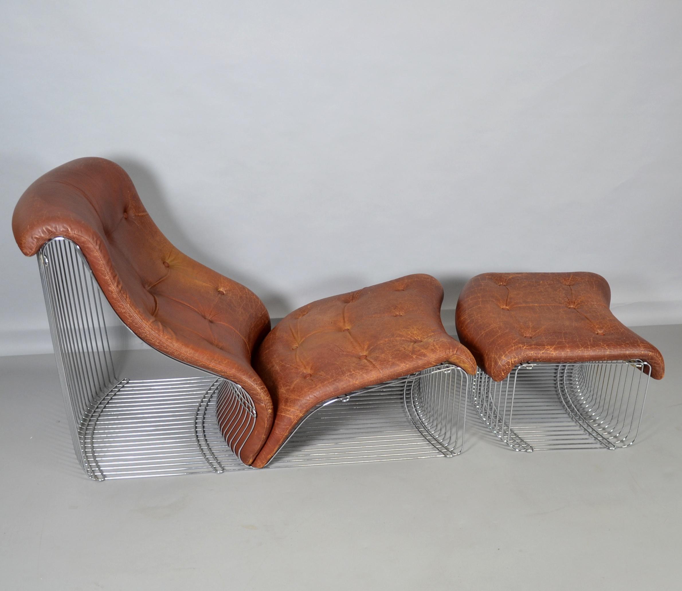 Scandinavian Modern Lounge Chair and Ottoman Pantonova by Verner Panton for Fritz Hansen, 1970s