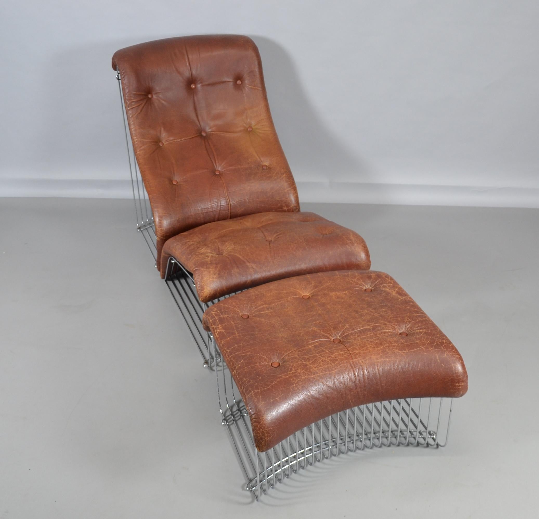 Danish Lounge Chair and Ottoman Pantonova by Verner Panton for Fritz Hansen, 1970s