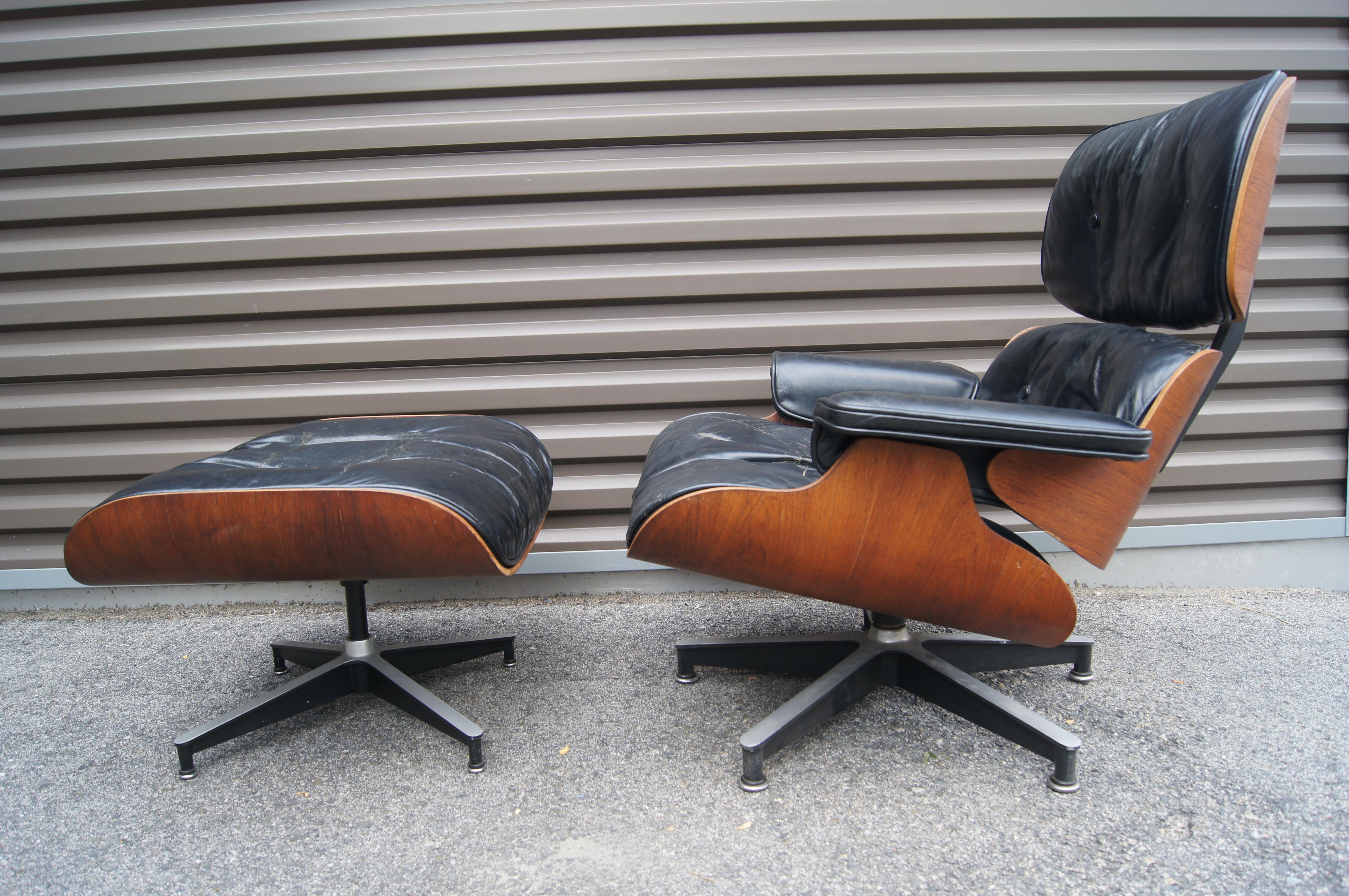 Aluminum Lounge Chair & Ottoman, Model 670/671 by Charles & Ray Eames for Herman Miller