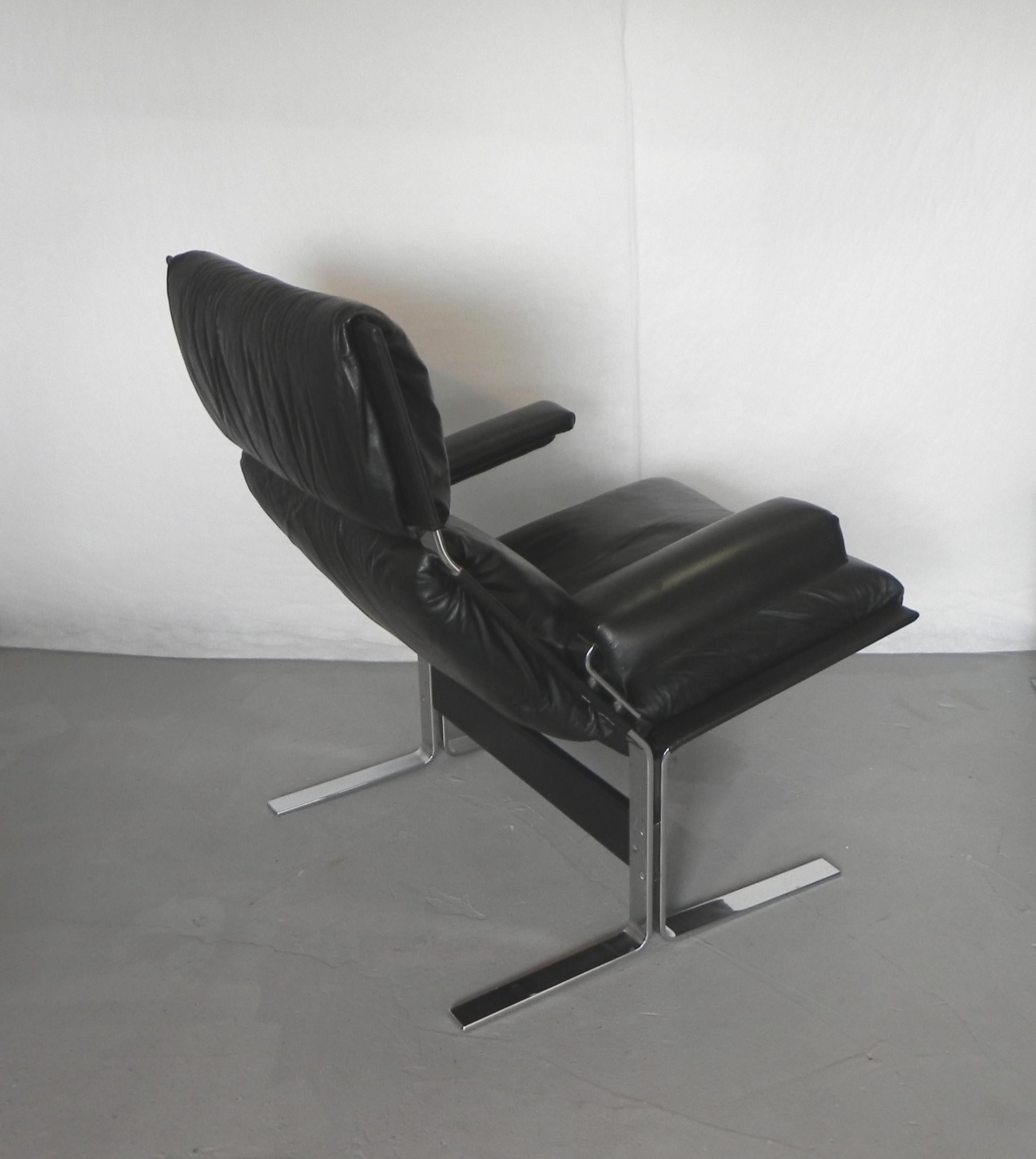 Steel lounge chair + ottoman, Richard Hersberger, 1970