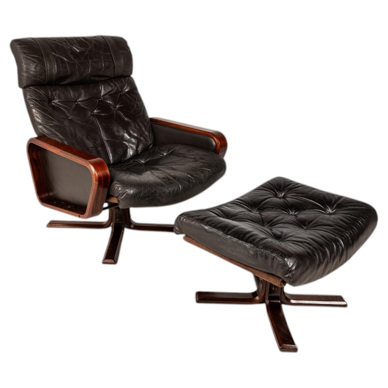 Lounge Chair & Ottoman Set by Soda Galvano for Vatne Mobler, Norway, c. 1970s