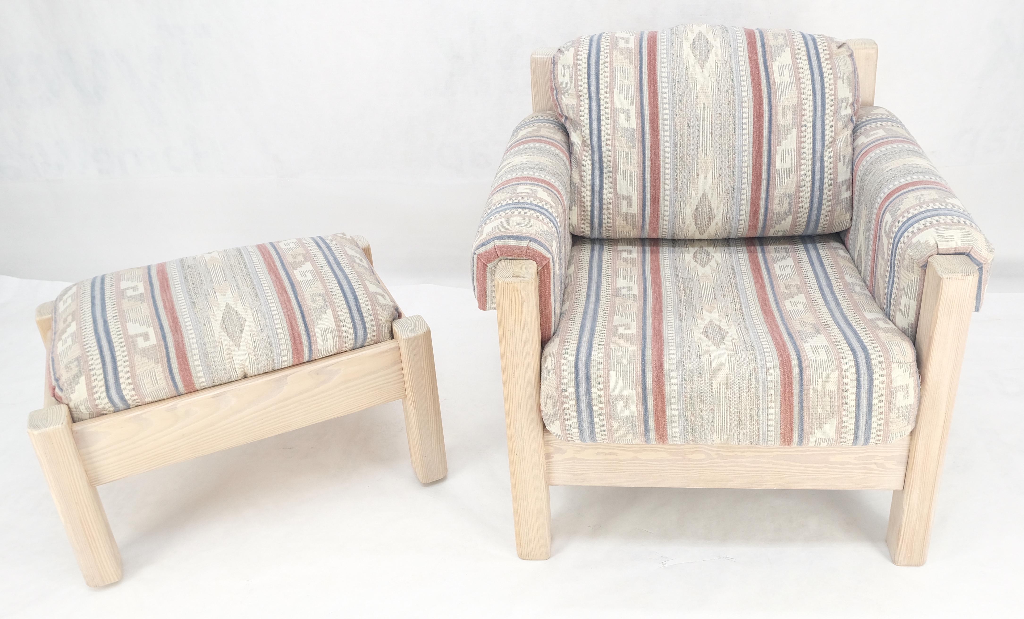 ¡Silla de salón Conjunto otomano c1970s Estilo madera roja blanqueada Arts & Crafts MINT! en venta 3