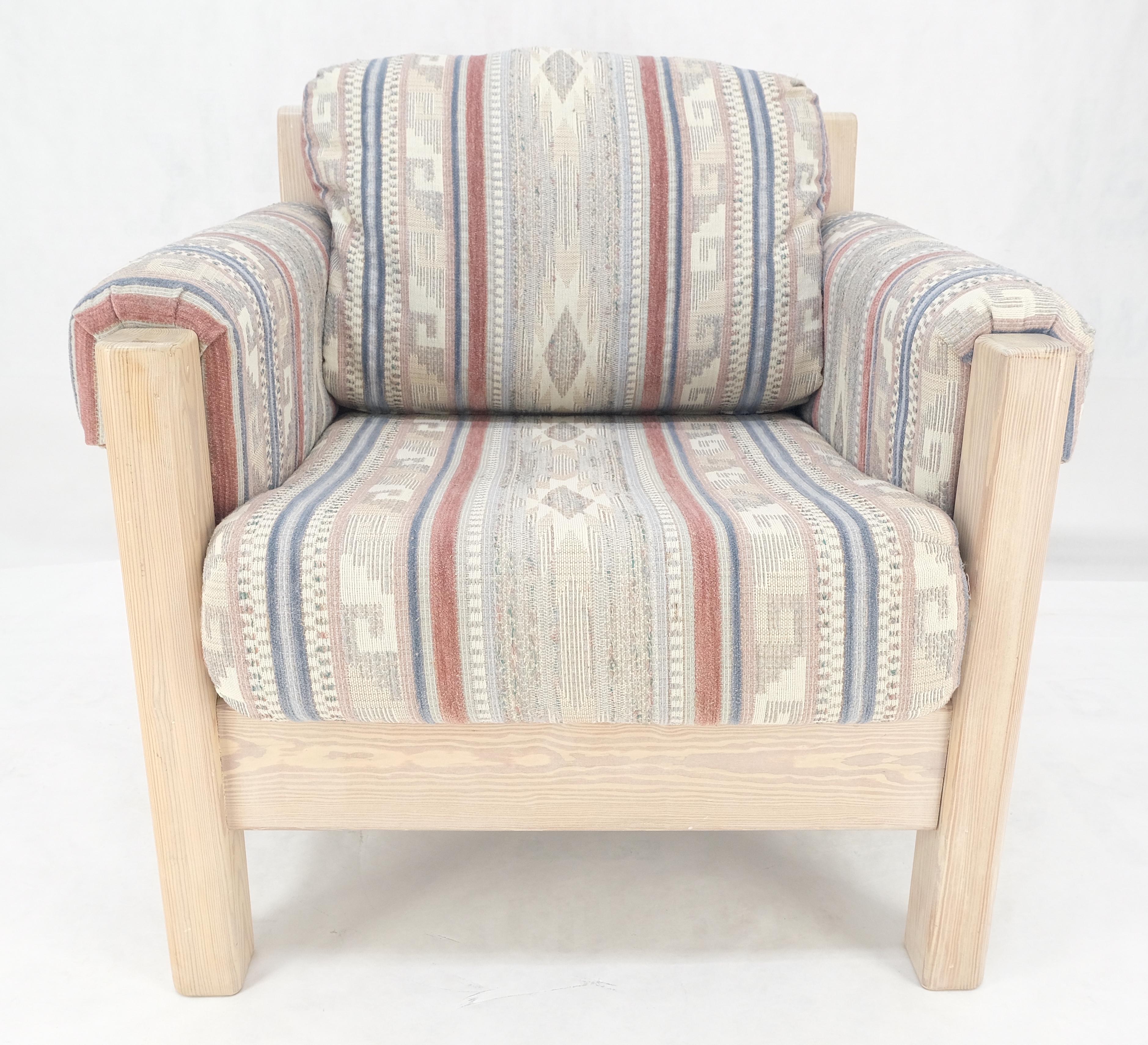 ¡Silla de salón Conjunto otomano c1970s Estilo madera roja blanqueada Arts & Crafts MINT! Moderno de mediados de siglo en venta