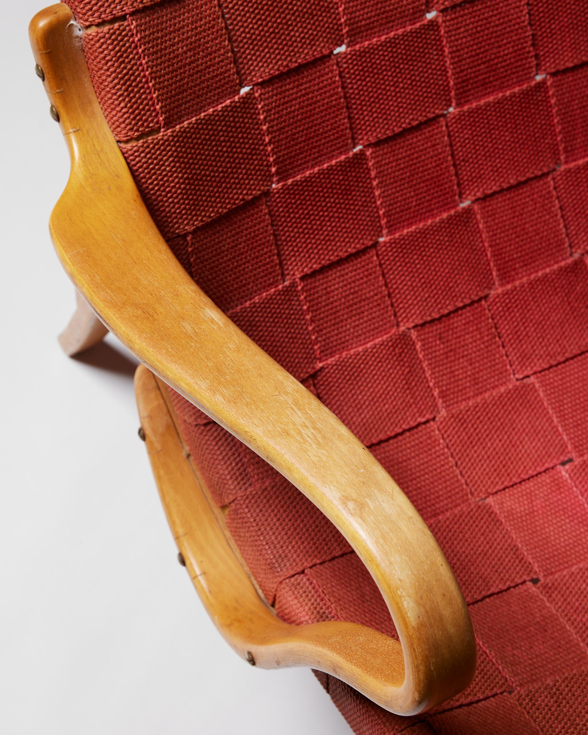 Textile Lounge Chair ‘Pernilla 3’ Designed by Bruno Mathsson for Karl Mathsson, Sweden For Sale