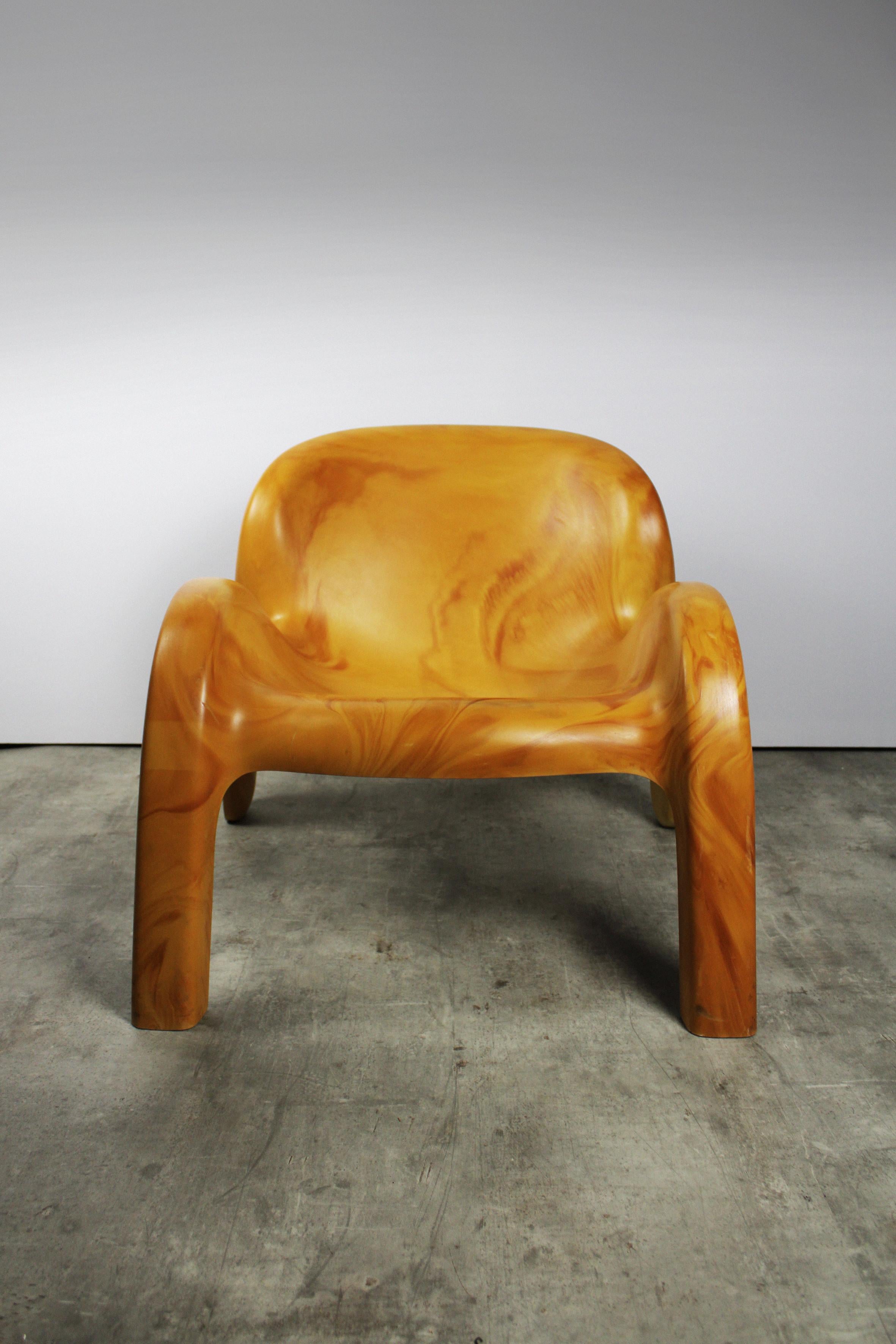 Molded Lounge Chair Peter Ghyczy GN2 Vintage 1970's Space Age Polyurethane Yellow Ochre For Sale