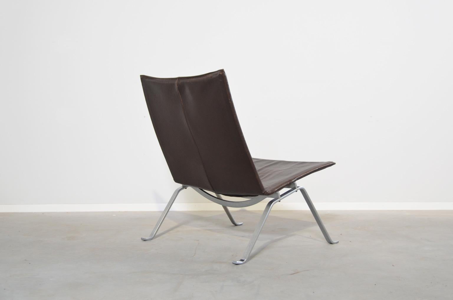 Danish Poul Kjaerholm leather Lounge Chair PK 22 for E. Kold Christensen, Denmark