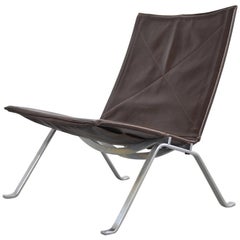 Poul Kjaerholm leather Lounge Chair PK 22 for E. Kold Christensen, Denmark