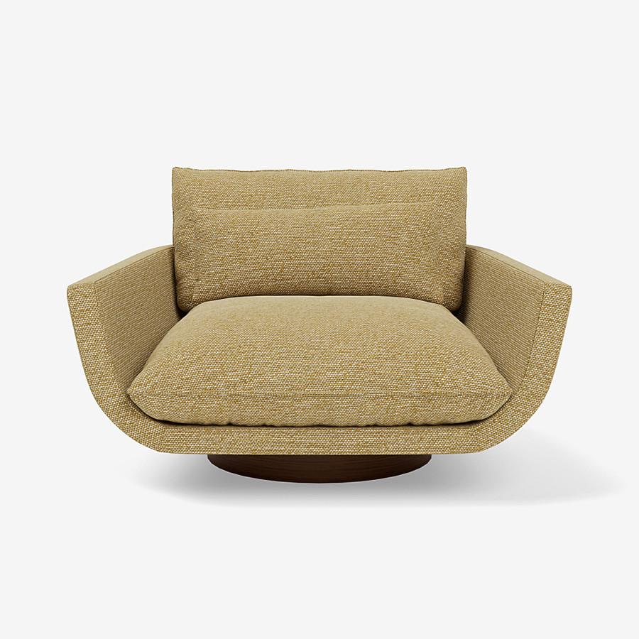 'Rua Ipanema' Armchair by Man of Parts
Signed by Yabu Pushelberg

Dimensions:
Standard height base: H. 66.5 x  x 96.5 x 108 cm  / Seat 40 cm 
Extra height base: H. 71.5 x  x 96.5 x 108 cm  / Seat 45 cm 

Model shown: Sahco, Safire col.016, Standard