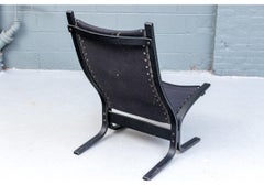 Chaise longue Siesta, cuir naturel noir, par I. Relling, Westnofa, Norvège, années 1980