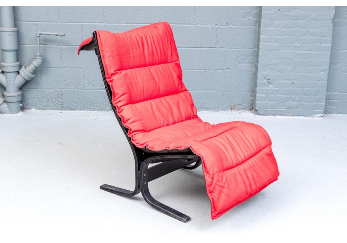 Silla de salón Siesta, cuero natural negro, por I. Relling, Westnofa, Noruega, años 80 Moderno de mediados de siglo en venta