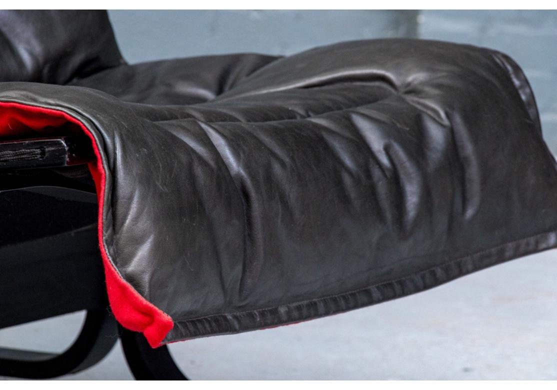 Silla de salón Siesta, cuero natural negro, por I. Relling, Westnofa, Noruega, años 80 en Bastante bueno estado para la venta en Bridgeport, CT