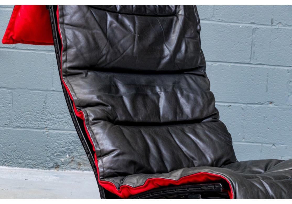 Silla de salón Siesta, cuero natural negro, por I. Relling, Westnofa, Noruega, años 80 Cuero en venta