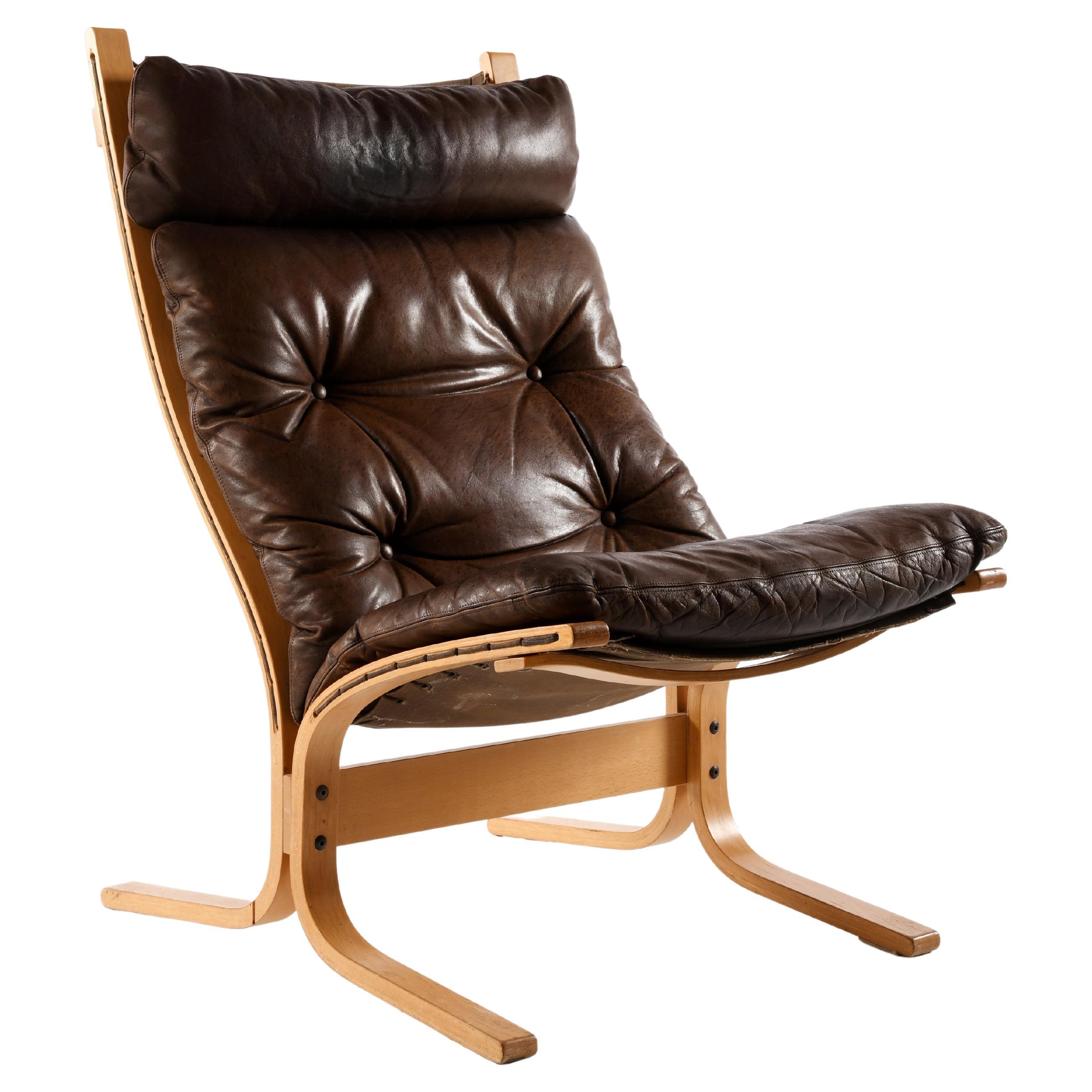 Lounge chair Siesta designed by Ingmar Relling with leather cushion 