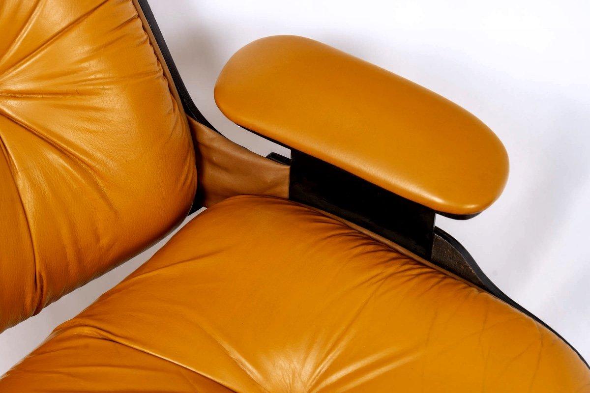 American Lounge Chair & Son Ottoman - Leather & Aluminum - Designer Charles & Ray Eames -