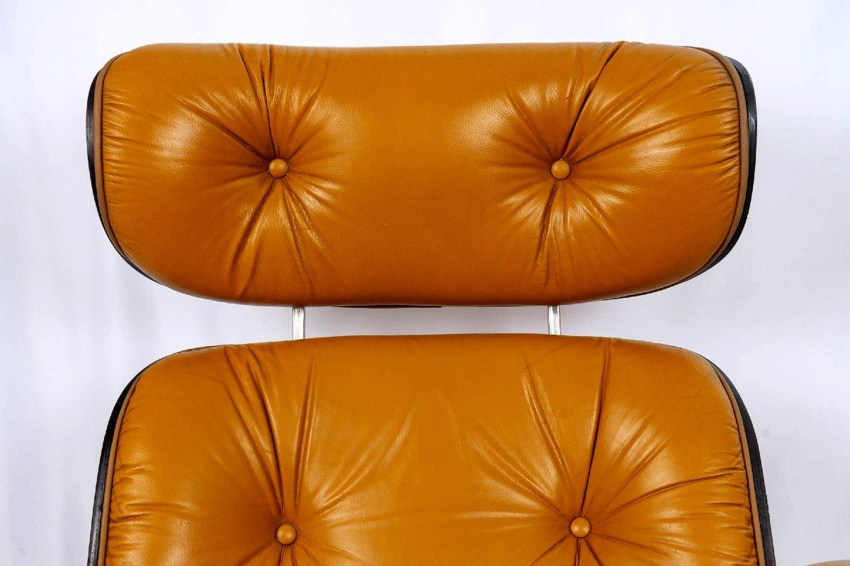 Lounge Chair & Son Ottoman - Leather & Aluminum - Designer Charles & Ray Eames - 1