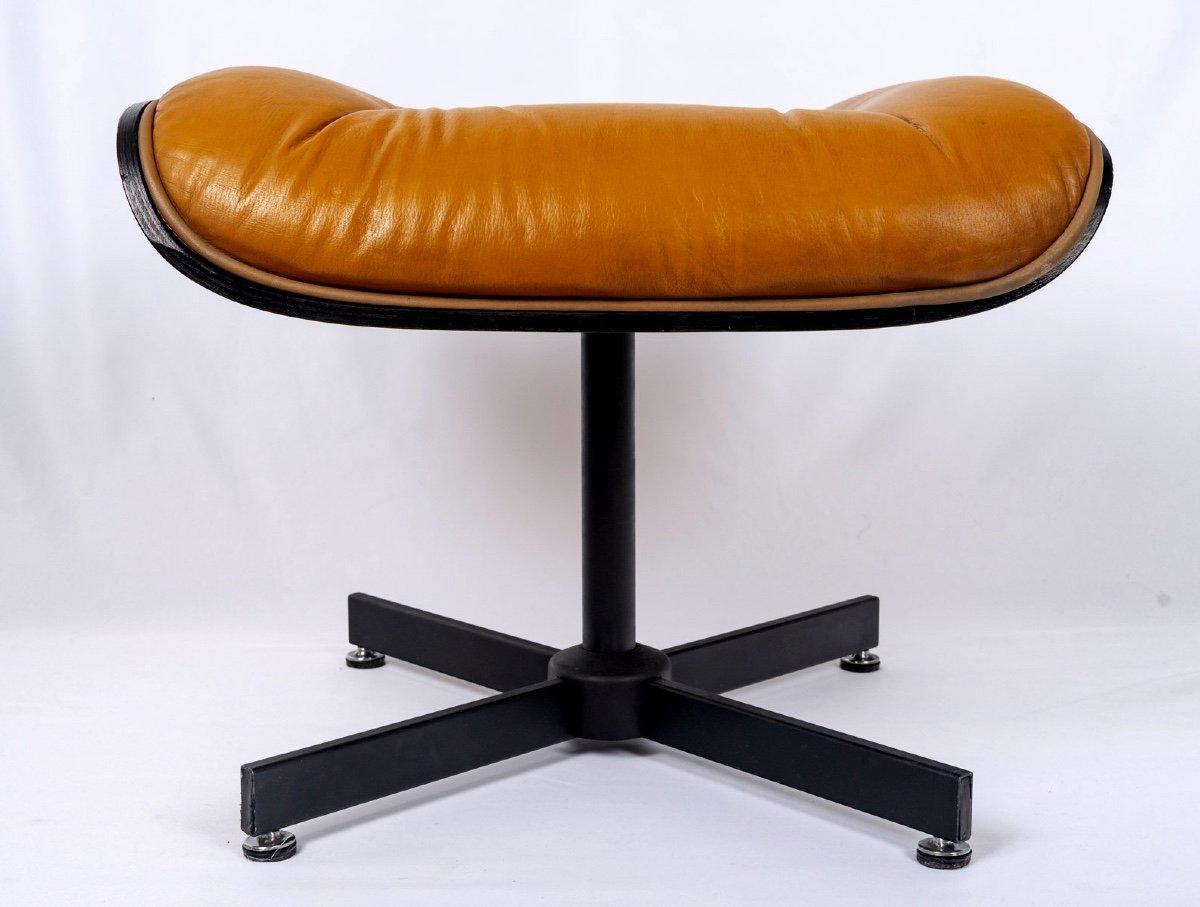 Lounge Chair & Son Ottoman - Leather & Aluminum - Designer Charles & Ray Eames - 2