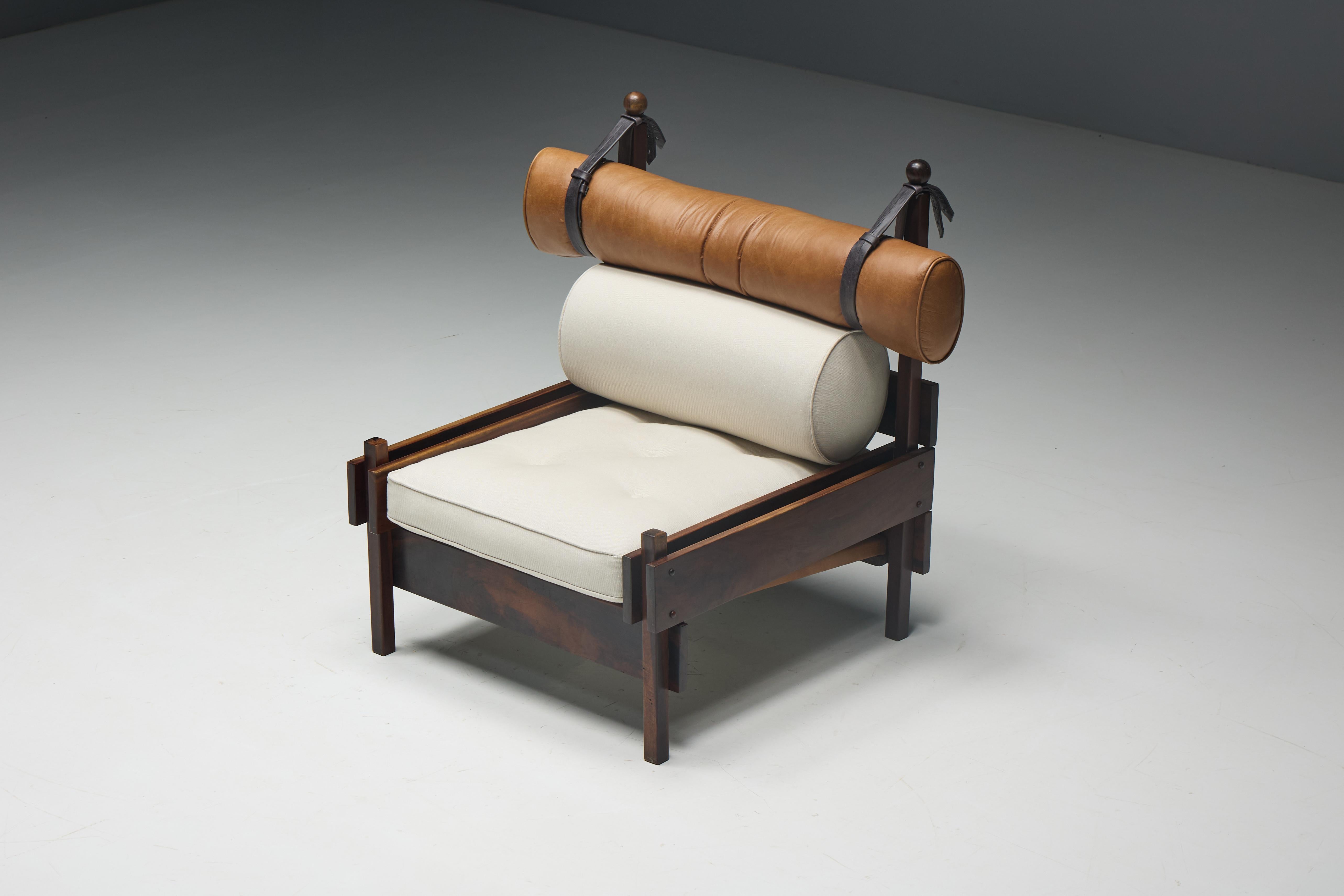 Leather Lounge Chair 'Tonico' by Sergio Rodrigues, Brazil, 1965 For Sale