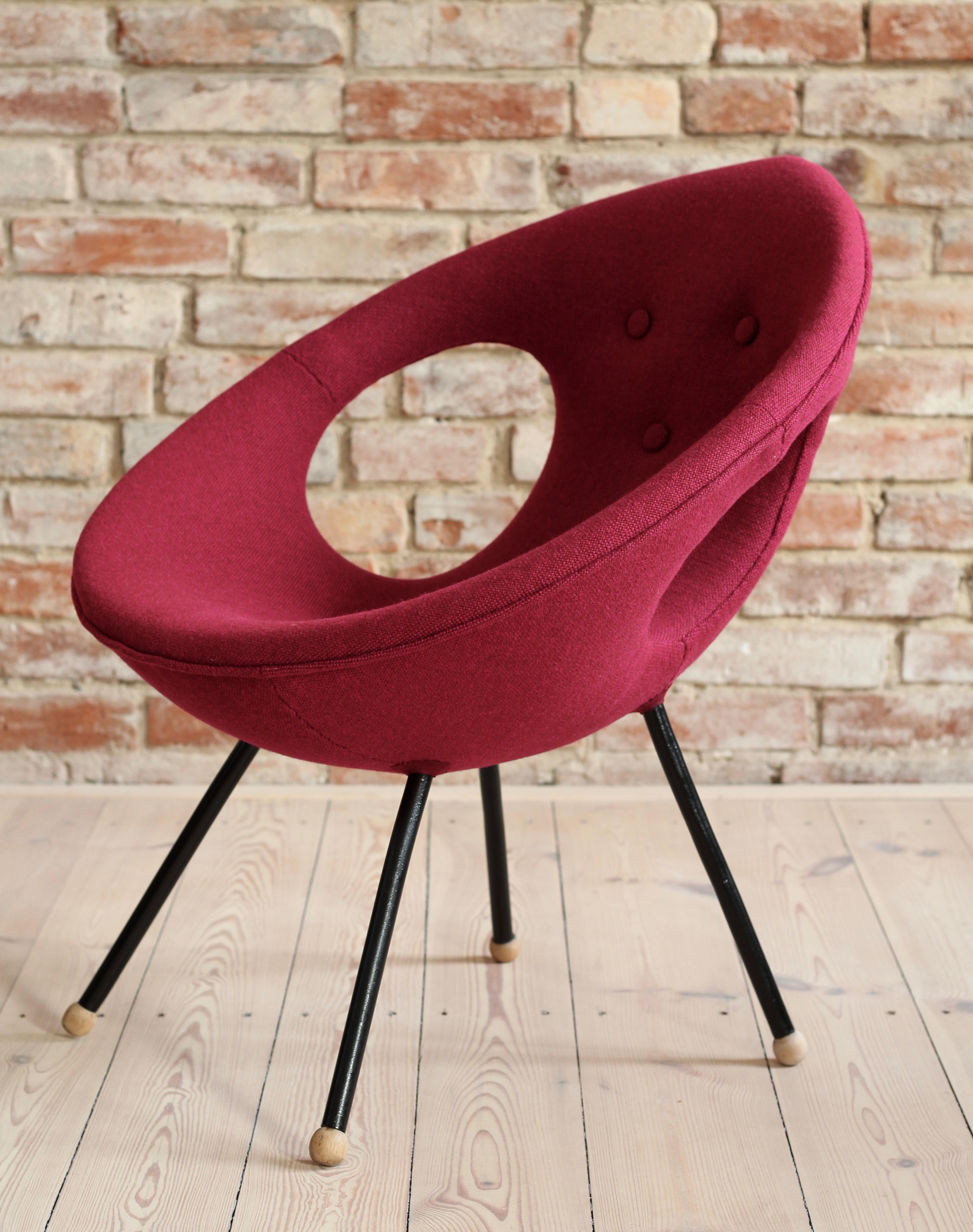 Polish Lounge Chair, UFO, Reupholstered in Kvadrat Fabric, Space Age, Midcentury