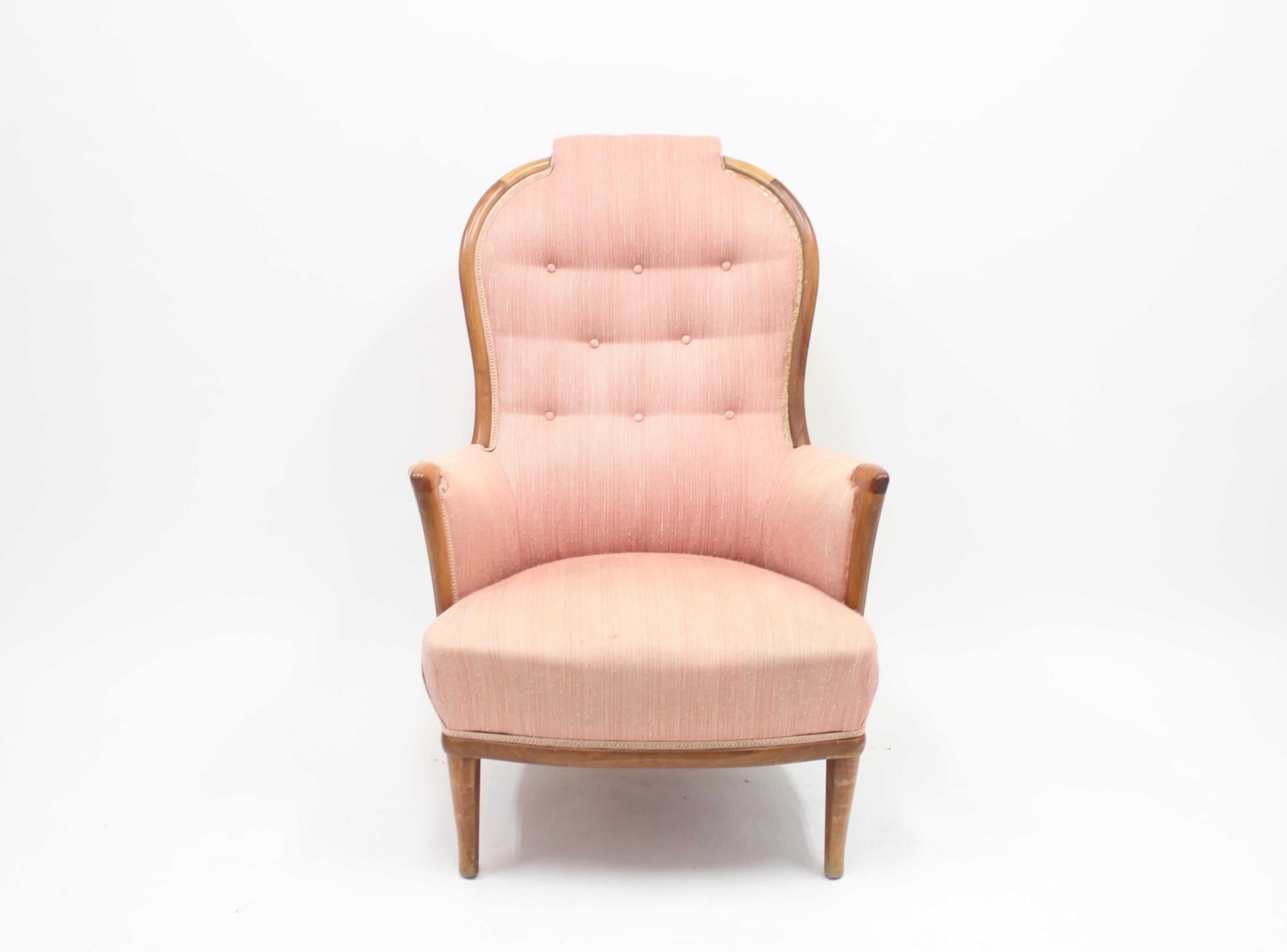 Scandinavian Modern Lounge Chair Vår Fru by Carl Malmsten for Bodafors, 1960s
