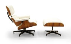 Lounge Chair and Ottoman, Charles & Ray Eames, Brazilian Rosewood, White Leather