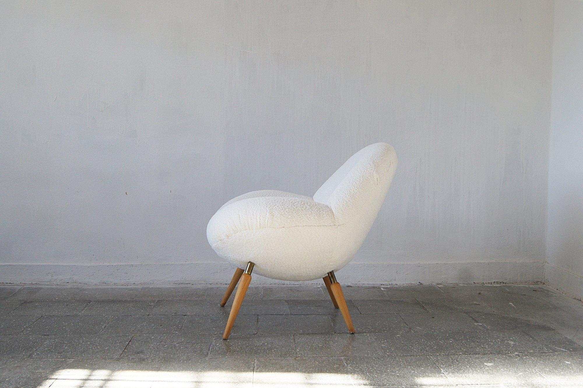 Loungesessel mit Boucle-Stoff von Fritz Neth für Correcta, 1950er Jahre (Moderne der Mitte des Jahrhunderts) im Angebot