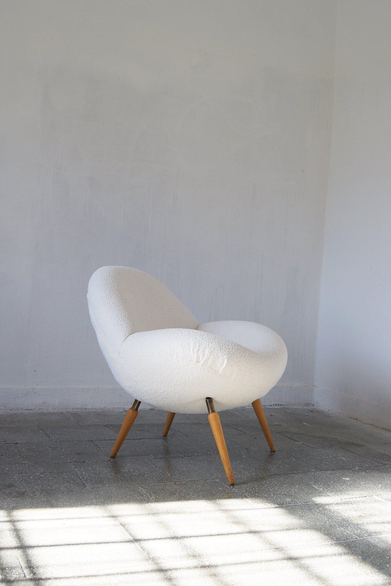 Loungesessel mit Boucle-Stoff von Fritz Neth für Correcta, 1950er Jahre (Europäisch) im Angebot