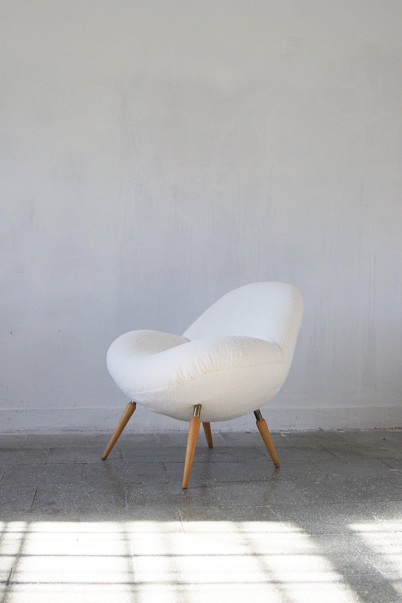 Loungesessel mit Boucle-Stoff von Fritz Neth für Correcta, 1950er Jahre im Zustand „Gut“ im Angebot in KUTNO, PL