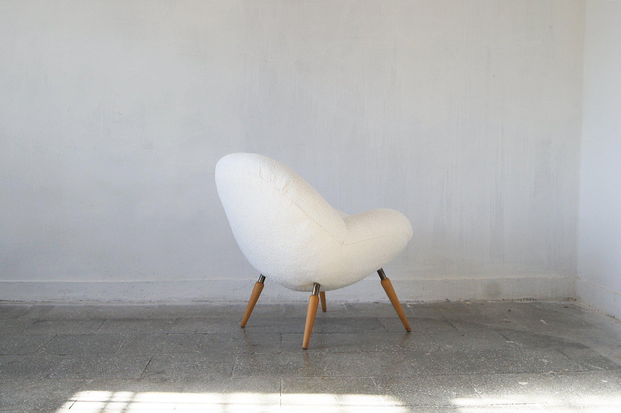 Loungesessel mit Boucle-Stoff von Fritz Neth für Correcta, 1950er Jahre (Mitte des 20. Jahrhunderts) im Angebot