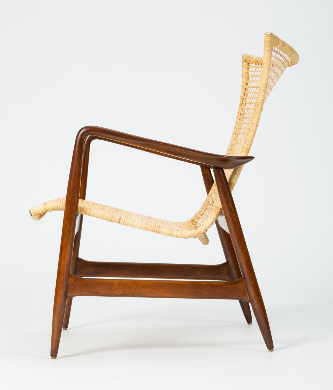 Danish Lounge Chair with Cane Seat by Ib Kofod-Larsen for Selig