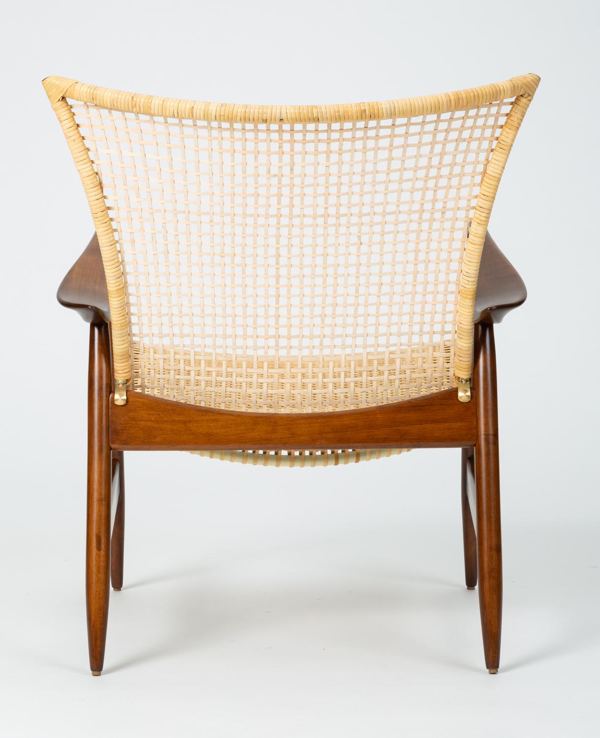Hand-Woven Lounge Chair with Cane Seat by Ib Kofod-Larsen for Selig